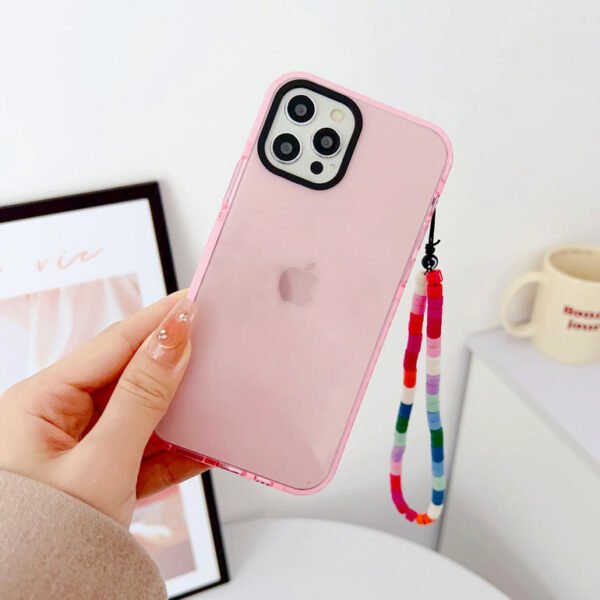 Light Pink Silicon Impact Case for iPhone With Pink Rainbow Charm - Image 3