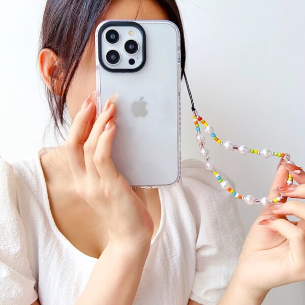 Transparent Silicon Impact Case for iPhone With Colorful Beaded Charm