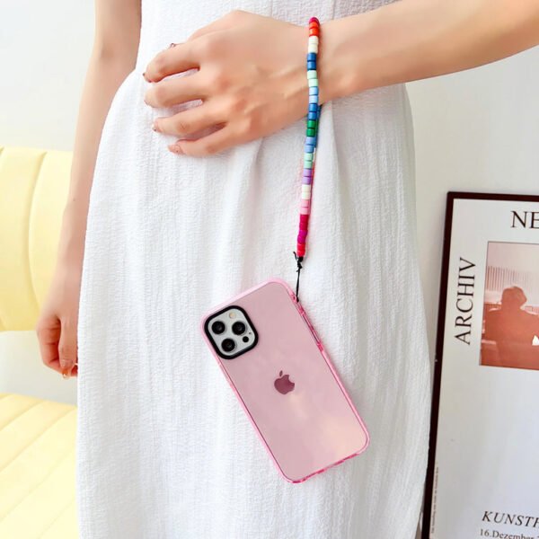 Light Pink Silicon Impact Case for iPhone With Pink Rainbow Charm - Image 2