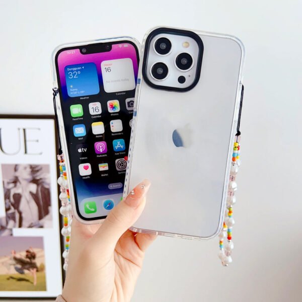 Transparent Silicon Impact Case for iPhone With Colorful Beaded Charm - Image 3