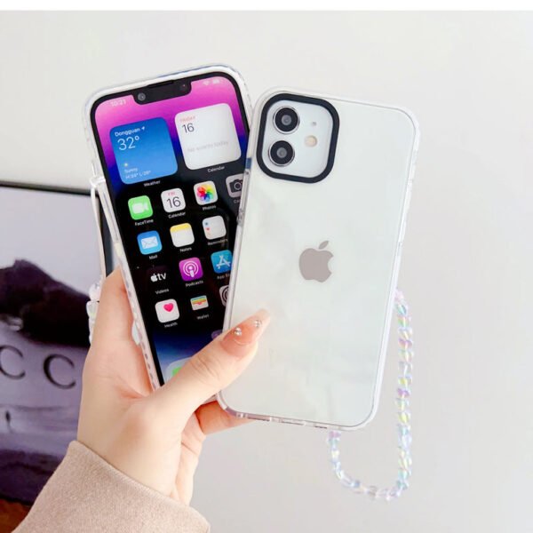 Transparent Silicon Impact Case for iPhone With White Heart Charm - Image 3