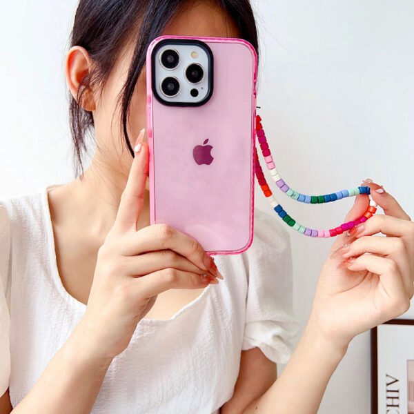 Light Pink Silicon Impact Case for iPhone With Pink Rainbow Charm