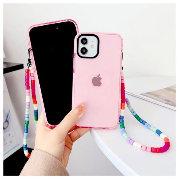 Light Pink Silicon Impact Case for iPhone With Pink Rainbow Charm - Image 5