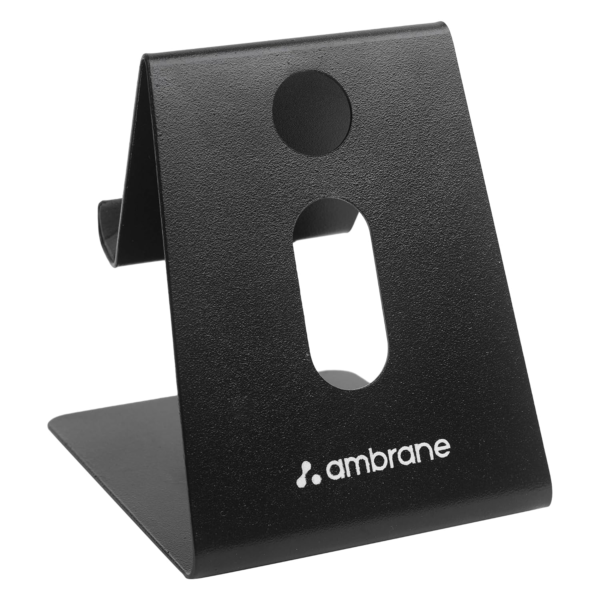 Ambrane Mobile Holding Tabletop Stand, 180 Degree View, Premium Metal Body, Wide Compatibility, Multipurpose, Anti-Skid Design (Pop Stand, Black)