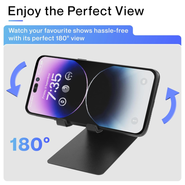 Ambrane Mobile Holding Tabletop Stand, 180 Degree View, Premium Metal Body, Wide Compatibility, Multipurpose, Anti-Skid Design (Pop Stand, Black) - Image 4