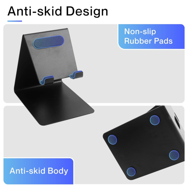 Ambrane Mobile Holding Tabletop Stand, 180 Degree View, Premium Metal Body, Wide Compatibility, Multipurpose, Anti-Skid Design (Pop Stand, Black) - Image 5