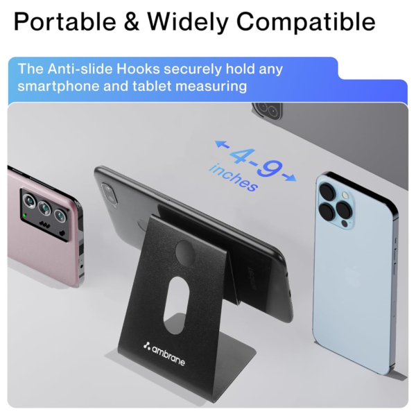Ambrane Mobile Holding Tabletop Stand, 180 Degree View, Premium Metal Body, Wide Compatibility, Multipurpose, Anti-Skid Design (Pop Stand, Black) - Image 6