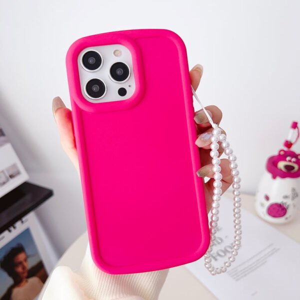 Solid Color iPhone Case With Beaded Charm ( Deep Pink ) - Image 4