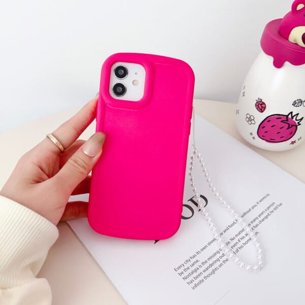 Solid Color iPhone Case With Beaded Charm ( Deep Pink ) - Image 3