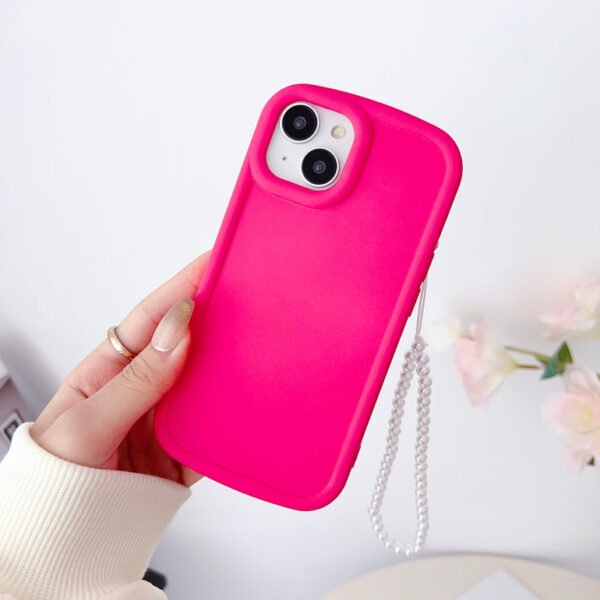Solid Color iPhone Case With Beaded Charm ( Deep Pink ) - Image 5