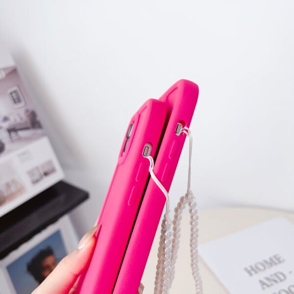 Solid Color iPhone Case With Beaded Charm ( Deep Pink ) - Image 7