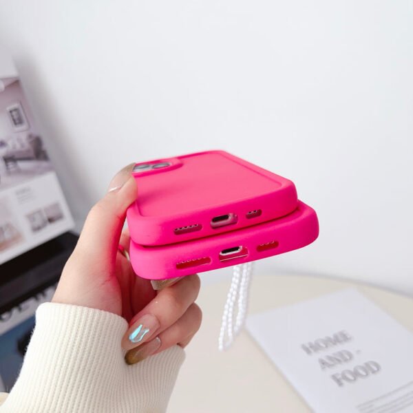 Solid Color iPhone Case With Beaded Charm ( Deep Pink ) - Image 8