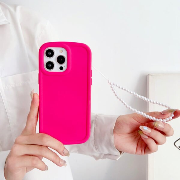 Solid Color iPhone Case With Beaded Charm ( Deep Pink ) - Image 11