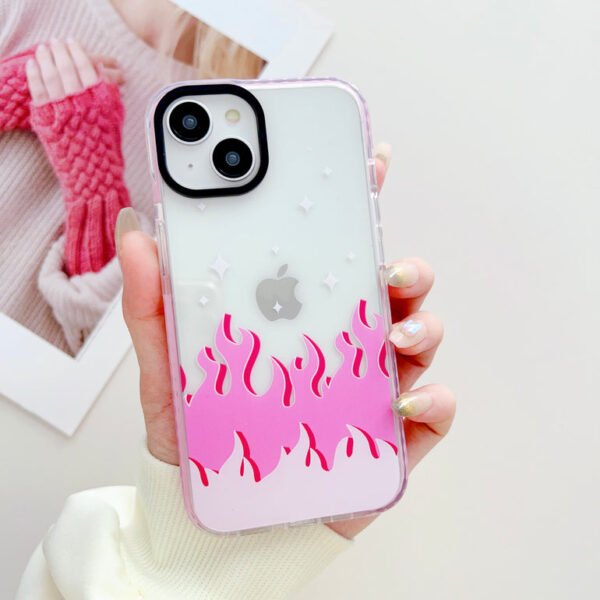 Pink Flames Y2K Designer Impact Proof Case for iPhone - Image 2
