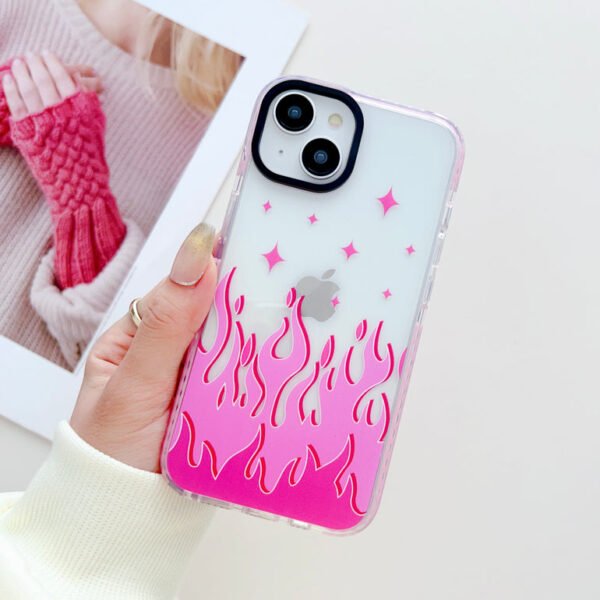 Pink Flames Y2K Designer Impact Proof Case for iPhone - Image 3