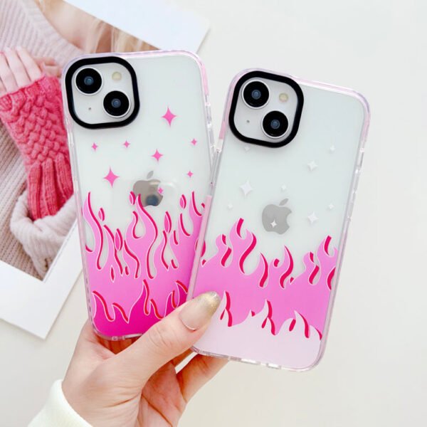Pink Flames Y2K Designer Impact Proof Case for iPhone - Image 4