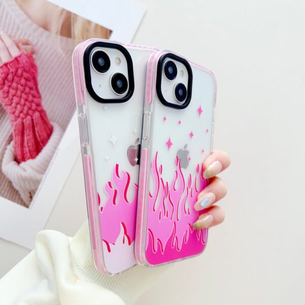 Pink Flames Y2K Designer Impact Proof Case for iPhone - Image 11