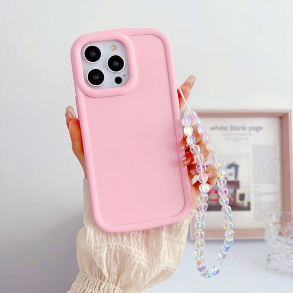 Solid Color iPhone Case With Heart Crystal Charm ( Light Pink ) - Image 2