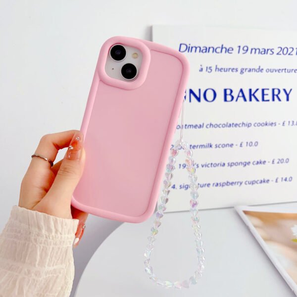 Solid Color iPhone Case With Heart Crystal Charm ( Light Pink ) - Image 3