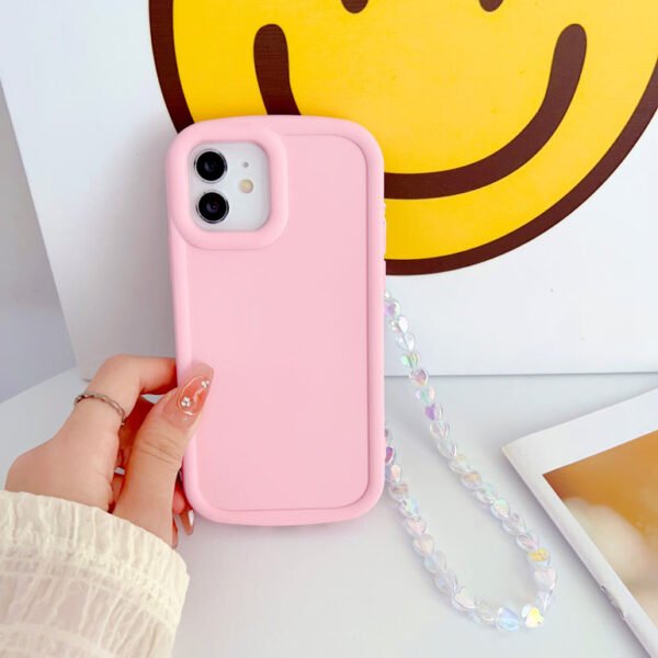 Solid Color iPhone Case With Heart Crystal Charm ( Light Pink ) - Image 4