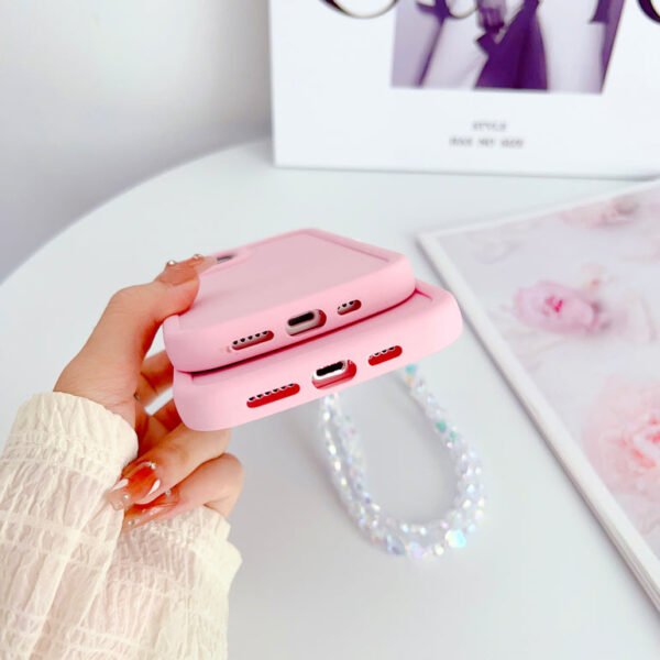 Solid Color iPhone Case With Heart Crystal Charm ( Light Pink ) - Image 7