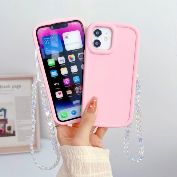 Solid Color iPhone Case With Heart Crystal Charm ( Light Pink ) - Image 8