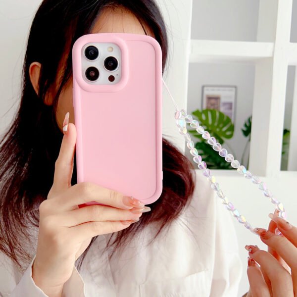 Solid Color iPhone Case With Heart Crystal Charm ( Light Pink ) - Image 12