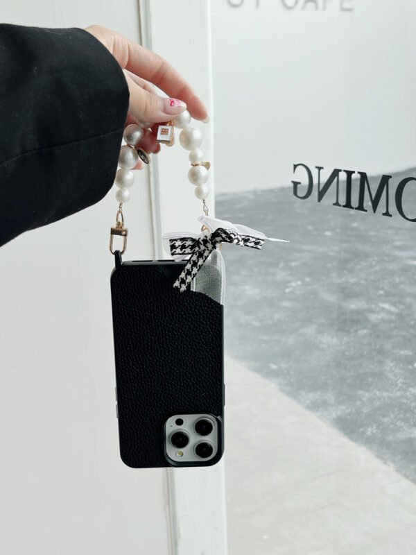 Grain Leather Customised iPhone Case with Anti Fall Hand Bracelet - Image 6
