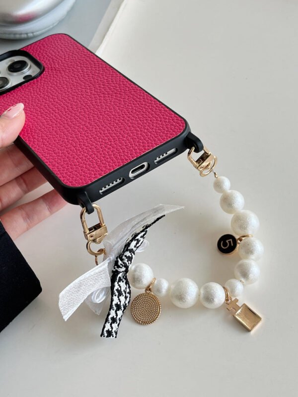 Grain Leather Customised iPhone Case with Anti Fall Hand Bracelet - Image 8