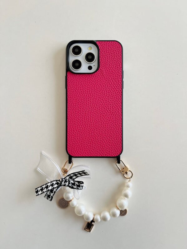 Grain Leather Customised iPhone Case with Anti Fall Hand Bracelet - Image 10