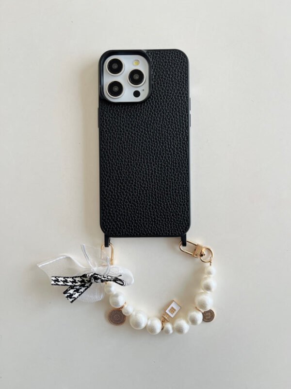 Grain Leather Customised iPhone Case with Anti Fall Hand Bracelet - Image 11