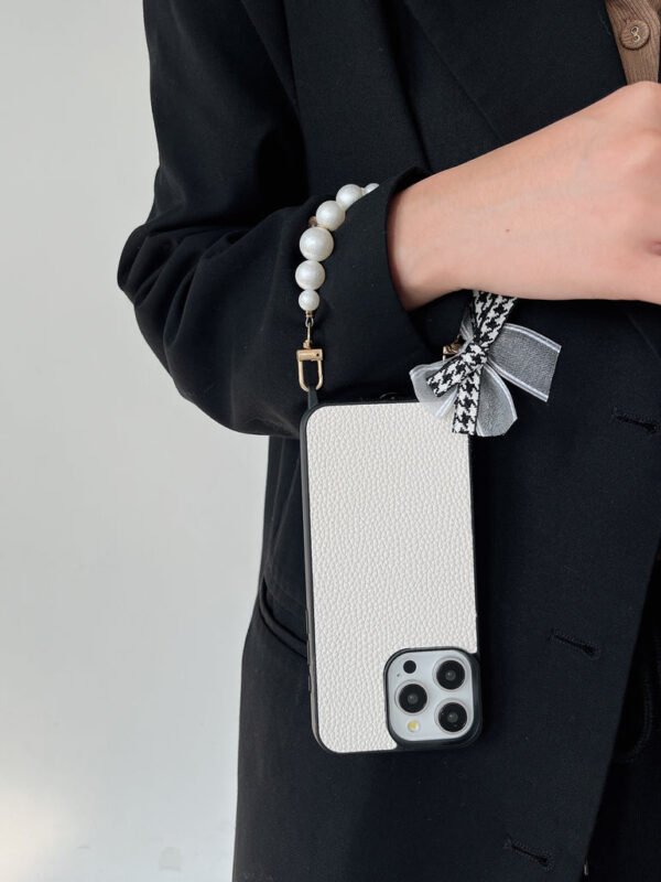 Grain Leather Customised iPhone Case with Anti Fall Hand Bracelet - Image 14