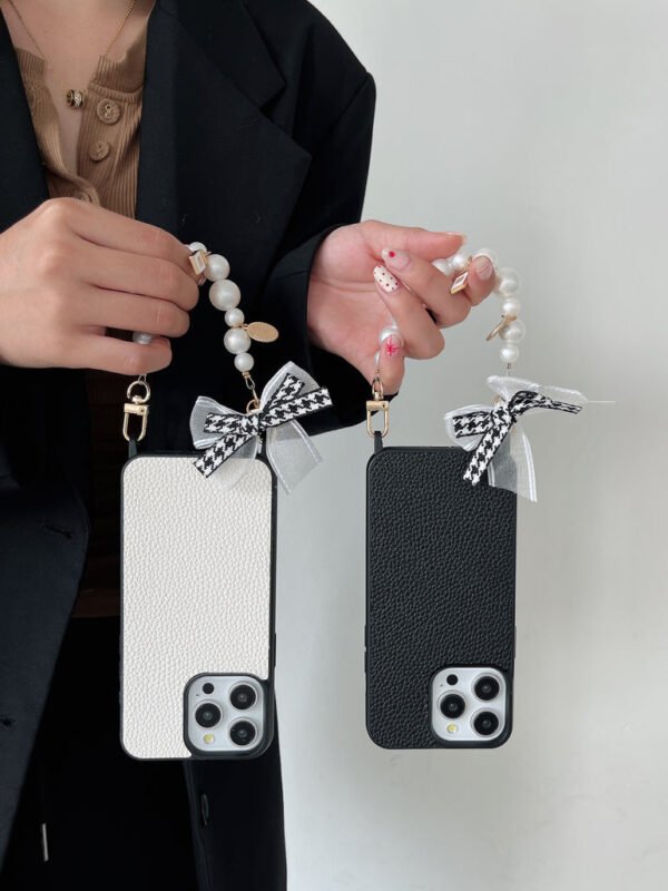 Grain Leather Customised iPhone Case with Anti Fall Hand Bracelet - Image 15