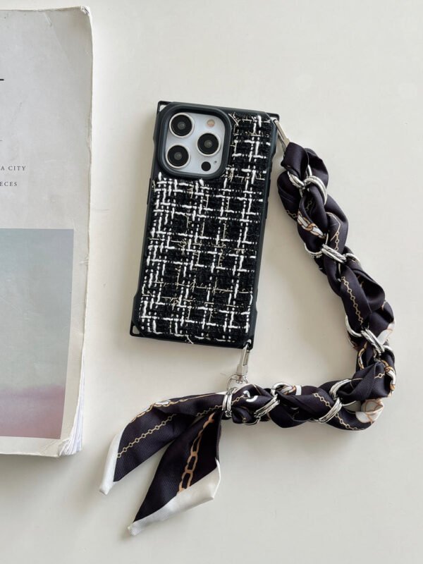 Tweed Leather Wallet Style iPhone Case - Image 4