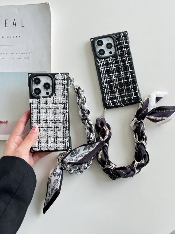 Tweed Leather Wallet Style iPhone Case - Image 6
