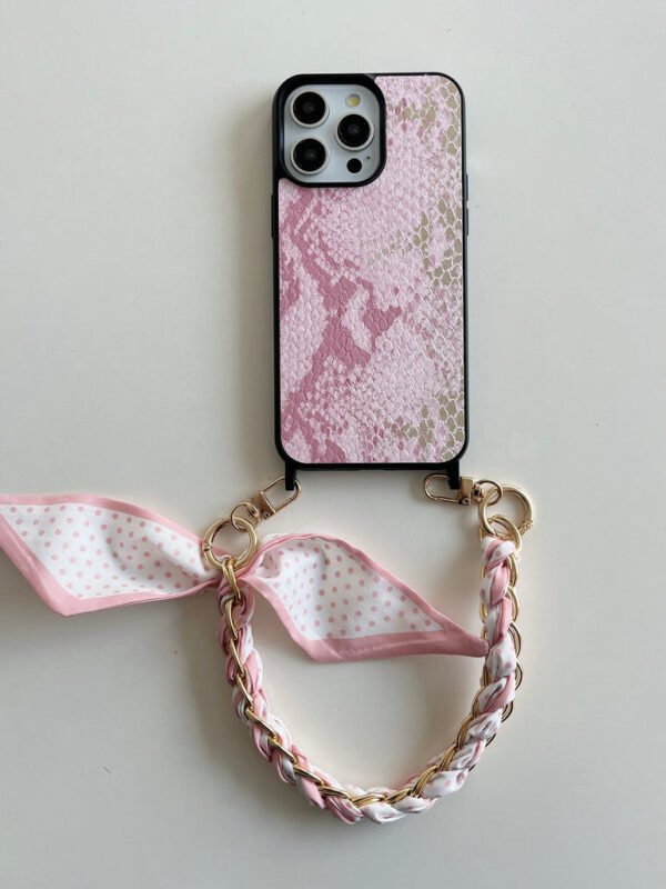 Snake Skin Holograpic iPhone Case With Anti Fall Hand Bracelet - Image 3