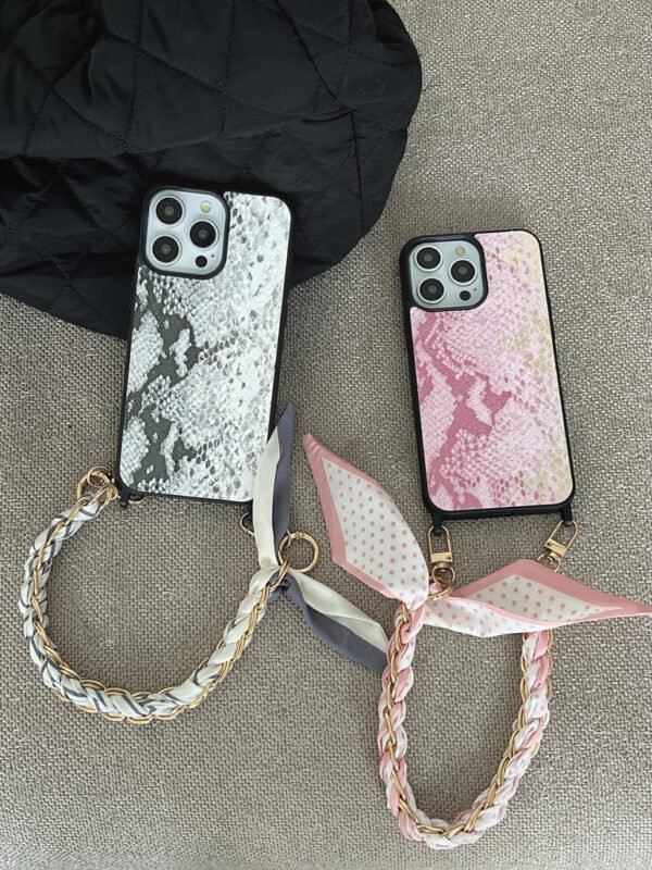 Snake Skin Holograpic iPhone Case With Anti Fall Hand Bracelet - Image 2