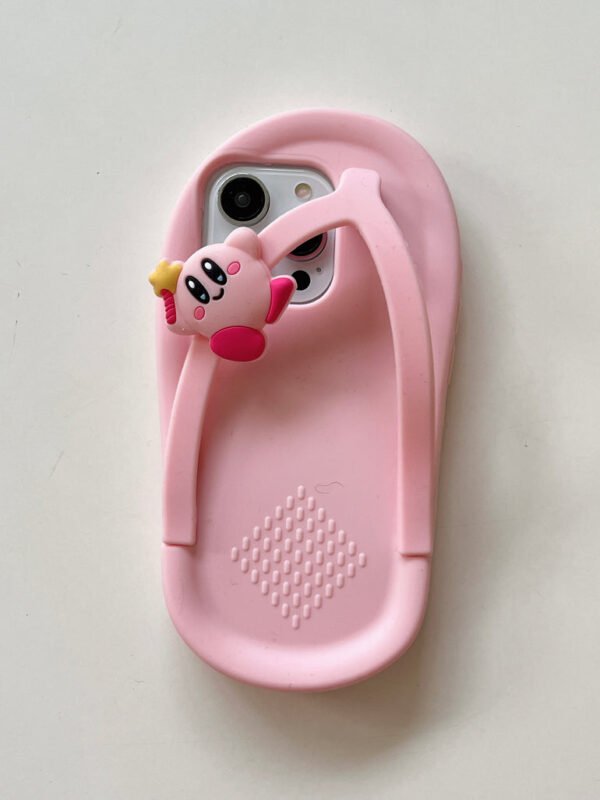 Slip On Designer Silicon Case for iPhone With Cute Teddy Charm ( Pink ) - Image 3