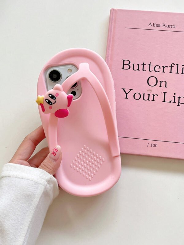 Slip On Designer Silicon Case for iPhone With Cute Teddy Charm ( Pink )