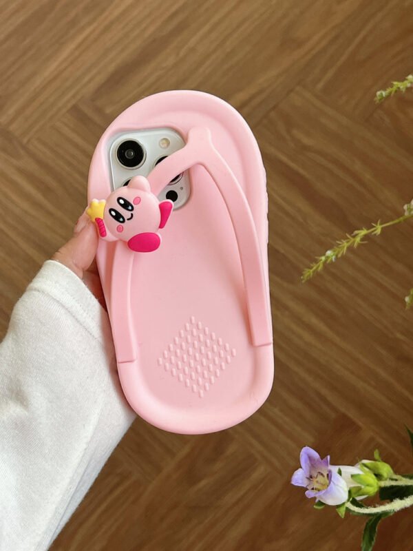 Slip On Designer Silicon Case for iPhone With Cute Teddy Charm ( Pink ) - Image 4