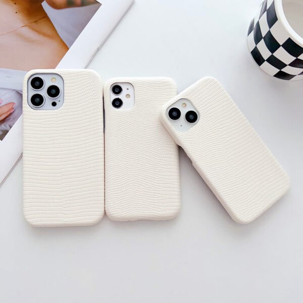 Snake Skin Pattern Leather Case For iPhone ( White ) - Image 3