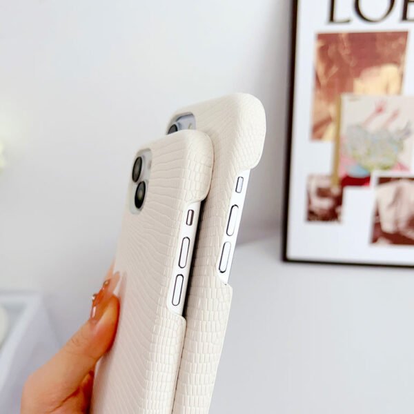 Snake Skin Pattern Leather Case For iPhone ( White ) - Image 8