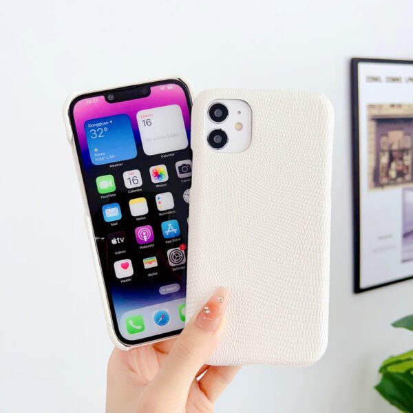 Snake Skin Pattern Leather Case For iPhone ( White ) - Image 10
