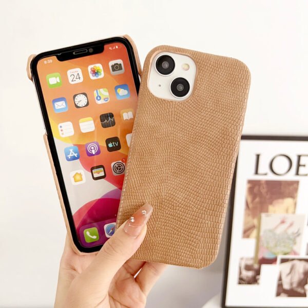 Snake Skin Pattern Leather Case For iPhone ( Brown ) - Image 9