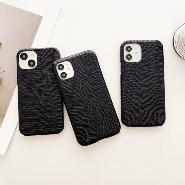 Snake Skin Pattern Leather Case For iPhone ( Black )