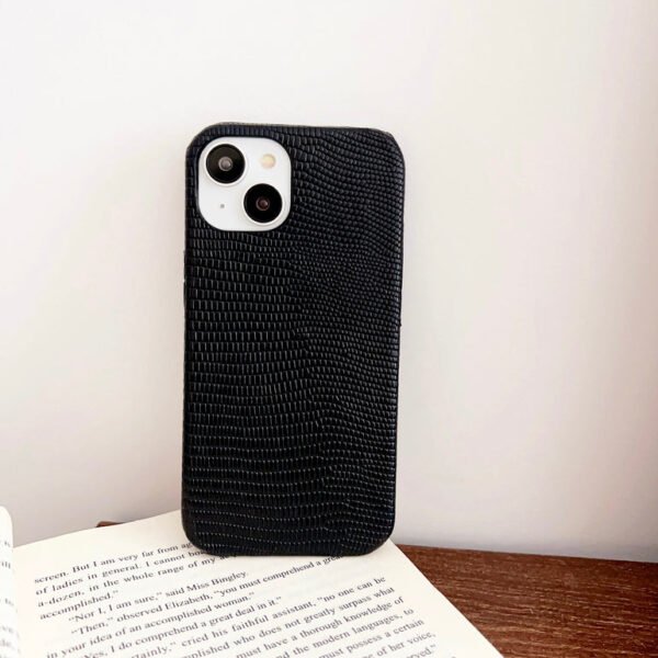 Snake Skin Pattern Leather Case For iPhone ( Black ) - Image 4