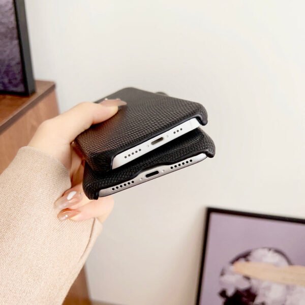 Snake Skin Pattern Leather Case For iPhone ( Black ) - Image 7