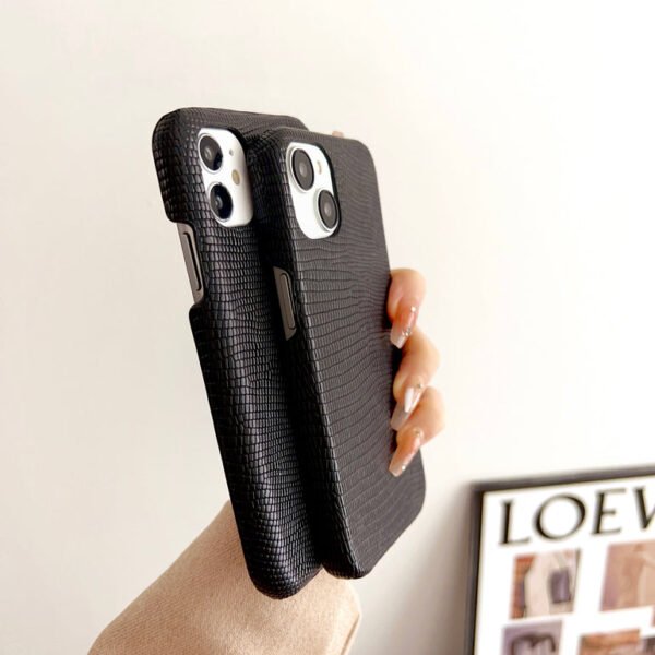 Snake Skin Pattern Leather Case For iPhone ( Black ) - Image 8
