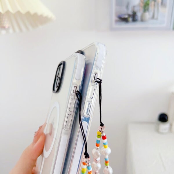Transparent Silicon Impact Case for iPhone With Magsafe And Colorful Beaded Charm - Image 3