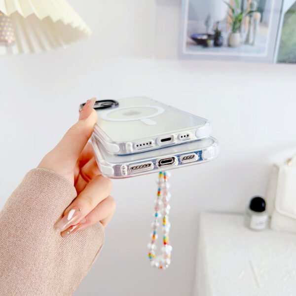 Transparent Silicon Impact Case for iPhone With Magsafe And Colorful Beaded Charm - Image 4